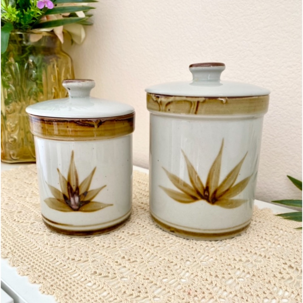 70s Speckle Stoneware Canister Set
